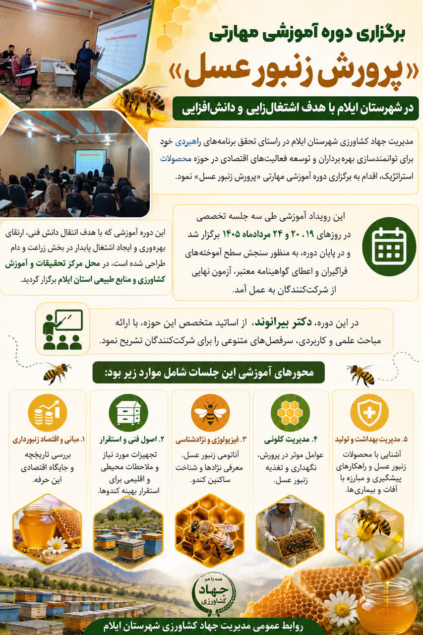 برگزاری دوره آموزشی پرورش زنبورعسل 